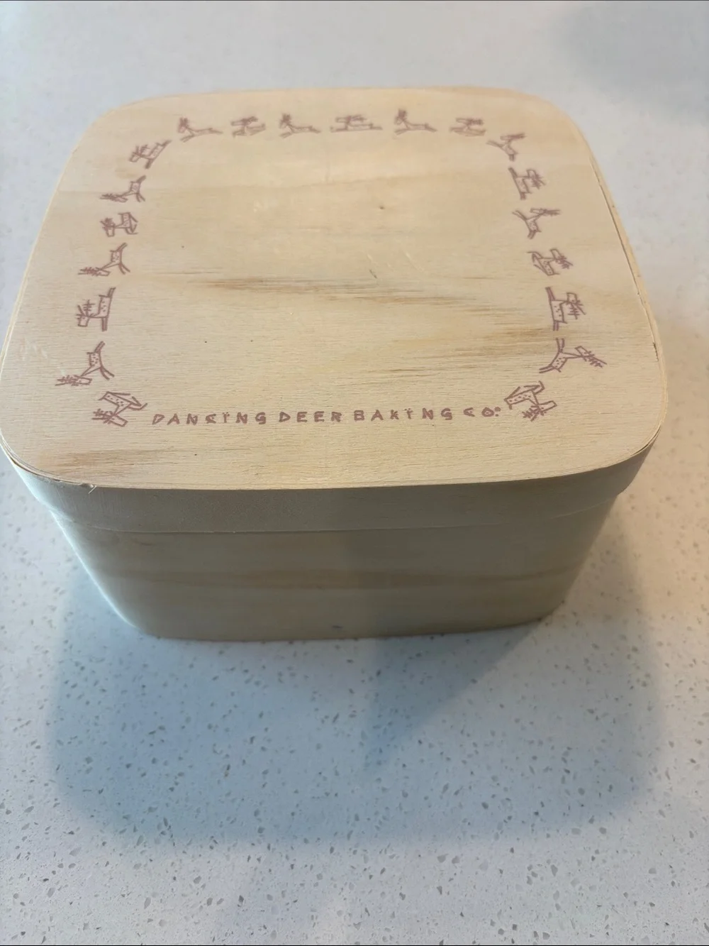 Vintage Dancing Deer Baking Co. Wooden Gift Box – Natural Wood